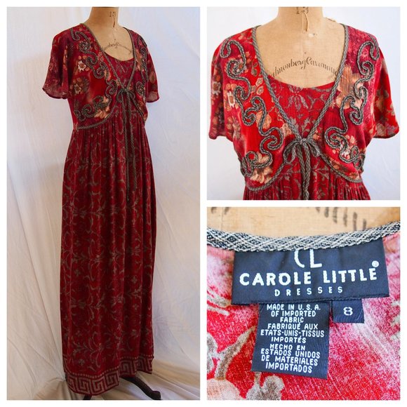 Carole Little Dresses & Skirts - vtg 90s CAROLE LITTLE Floral Rayon Imported Fabric Maxi Boho Dress 8 EUC